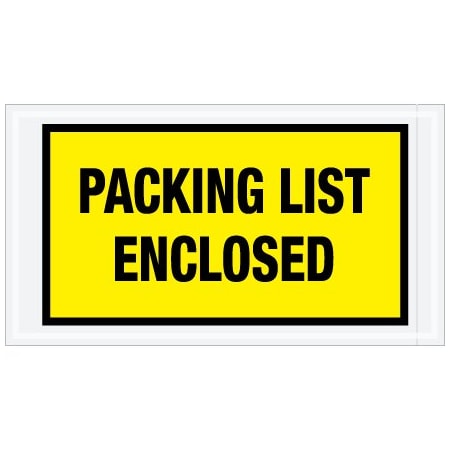 Bsc Preferred 5-1/2 x 10'' Yellow Full-Face ''Packing List Enclosed'' Envelopes, 1000PK BUY00025824